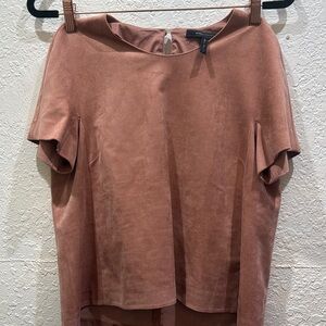 BCBG Maxazria Brown Suede Blouse - Stylish & Comfortable, Size S